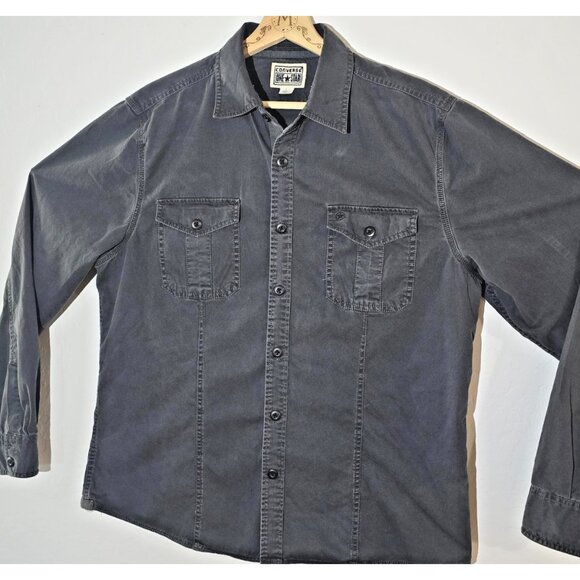 VTG Converse Men’s Long Sleeve Black Button-Down Shirt Size Large (Pre-Y2K) - Picture 6 of 16